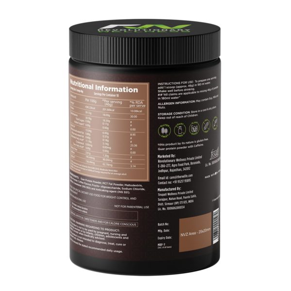 Coffee Protein 500gm - Nutrition chart