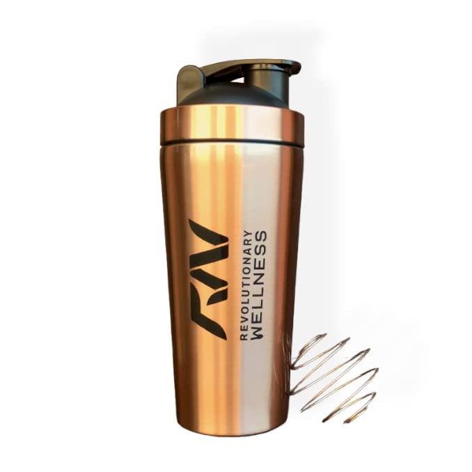 ROCKY&CHAO Stainless Steel Protein Shaker, 900 ML Metal Protein