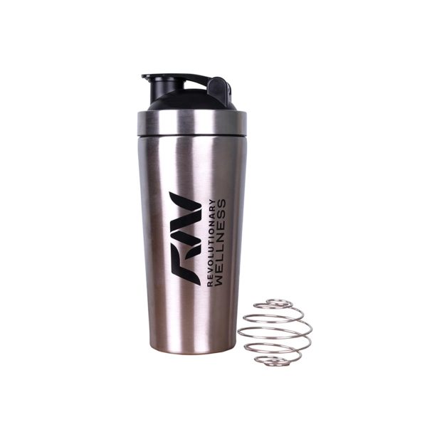 Portable Stainless Steel Protein Shaker Bottle 700ml for Gym/Camping,Silver